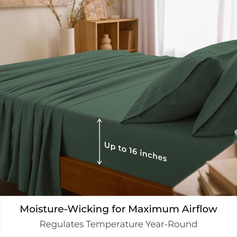 Mellanni Full Sheets Set - 4 PC Iconic Collection Bedding - Hotel Luxury, Extra Soft, Cooling Bed Sheets - Wrinkle, Fade, Stain Resistant (Full, Emerald Green) - Image 4